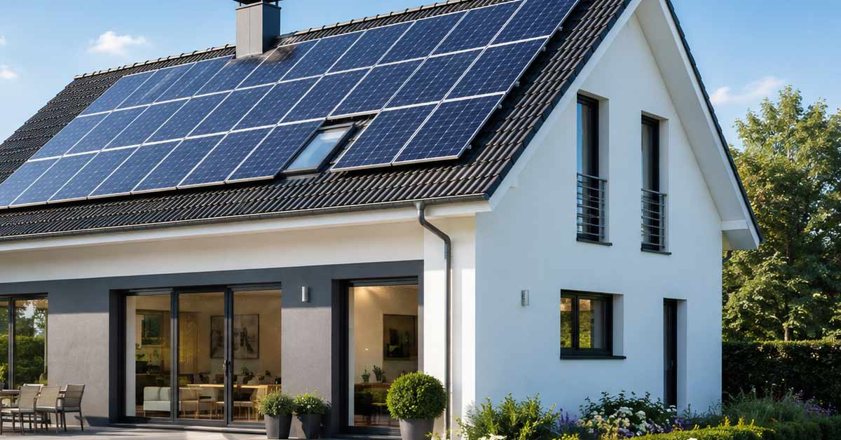Photovoltaikanlage auf dem Dach eines Einfamilienhauses: Beeinflussung des Immobilienwert